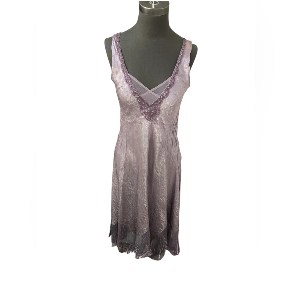 Komarov Women's Beaded Charmeuse Chiffon Midi Dress PM